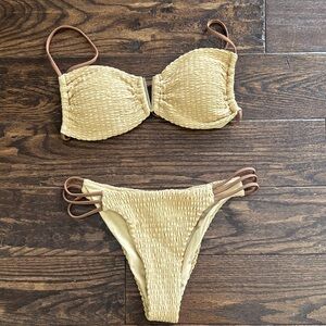 Source Unknown Textured Beige Bikini Set